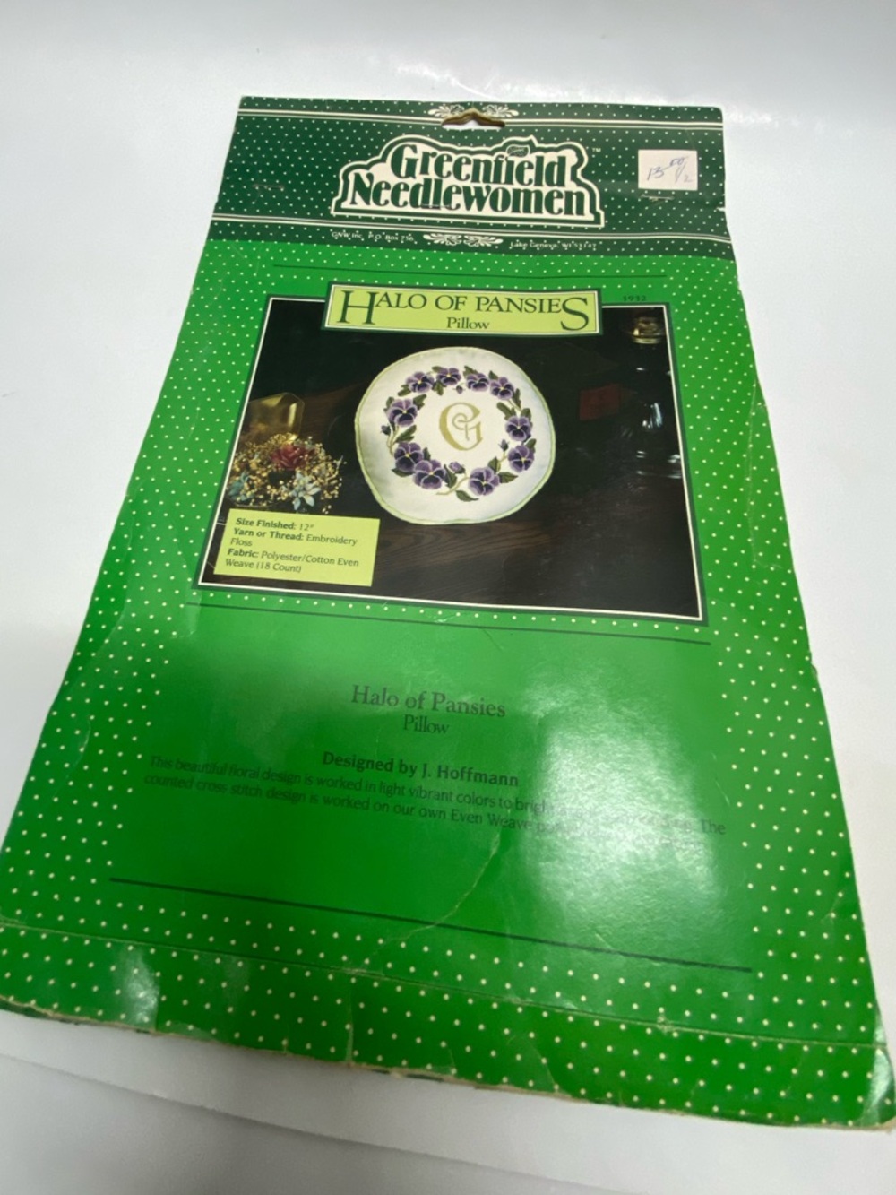 * Greenfield Needlewomen Halo of Pansies Pillow Kit 12” finished product